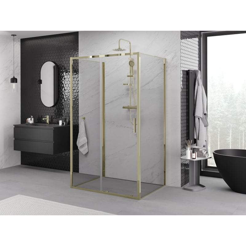 Mexen Exo-3S 3-seitige Duschkabine, verschiebbar, 105 x 70 cm, transparent, gold - 8151-105-070-50-00-3S