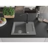 Mexen Enzo Granitspüle 1-Becken mit Abtropffläche und Küchenarmatur Duero, grau - 6506-71-671600-70