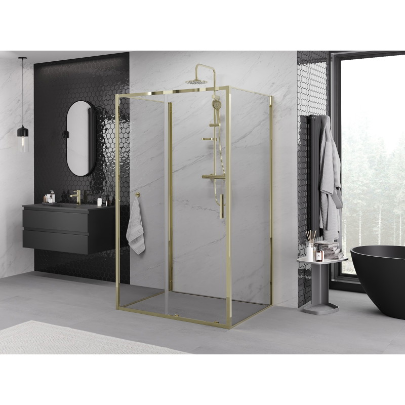 Mexen Exo-3S 3-seitige Duschkabine, verschiebbar, 150 x 80 cm, transparent, gold - 8151-150-080-50-00-3S