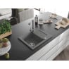Mexen Enzo Granitspüle 1-Becken mit Abtropffläche und Küchenarmatur Duero, grau - 6506-71-671600-71