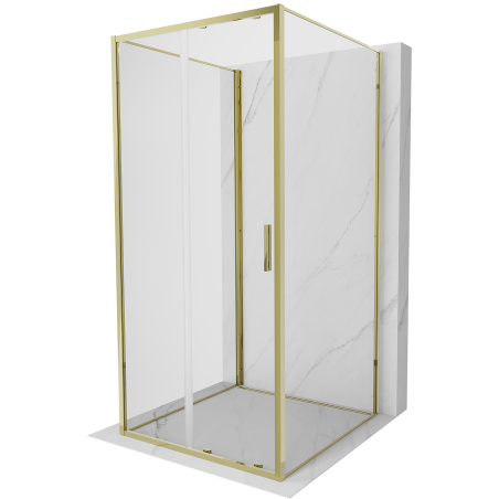 Mexen Exo-3S dreiseitige Duschkabine, 90 x 90 cm, transparent, gold - 8151-090-090-50-00-3S