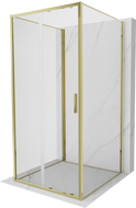 Mexen Exo-3S dreiseitige Duschkabine, 90 x 90 cm, transparent, gold - 8151-090-090-50-00-3S