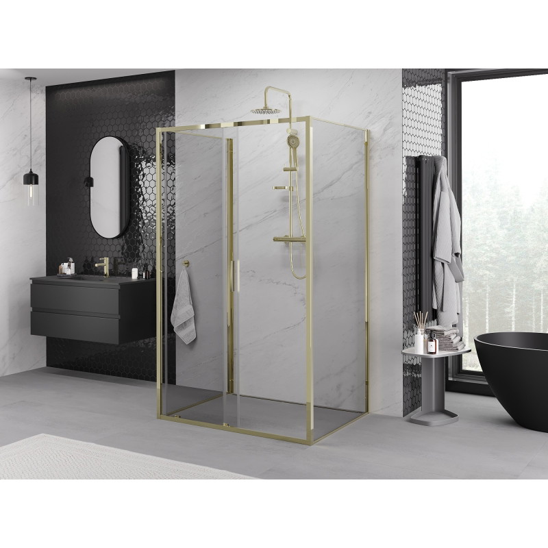 Mexen Exo-3S dreiseitige Duschkabine, 105 x 95 cm, transparent, gold - 8151-105-095-50-00-3S
