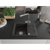 Mexen Enzo Granitspüle 1-Kammer mit Abtropffläche und Küchenarmatur Duero, schwarz/gold metallic - 6506-75-671600-00