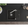 Mexen Enzo Granitspüle 1-Kammer mit Abtropffläche und Küchenarmatur Duero, schwarz/gold metallic - 6506-75-671600-00