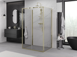 Mexen Exo-3S 3-Wand-Duschkabine, schiebbar, 200 x 110 cm, transparent, gold - 8151-200-110-50-00-3S