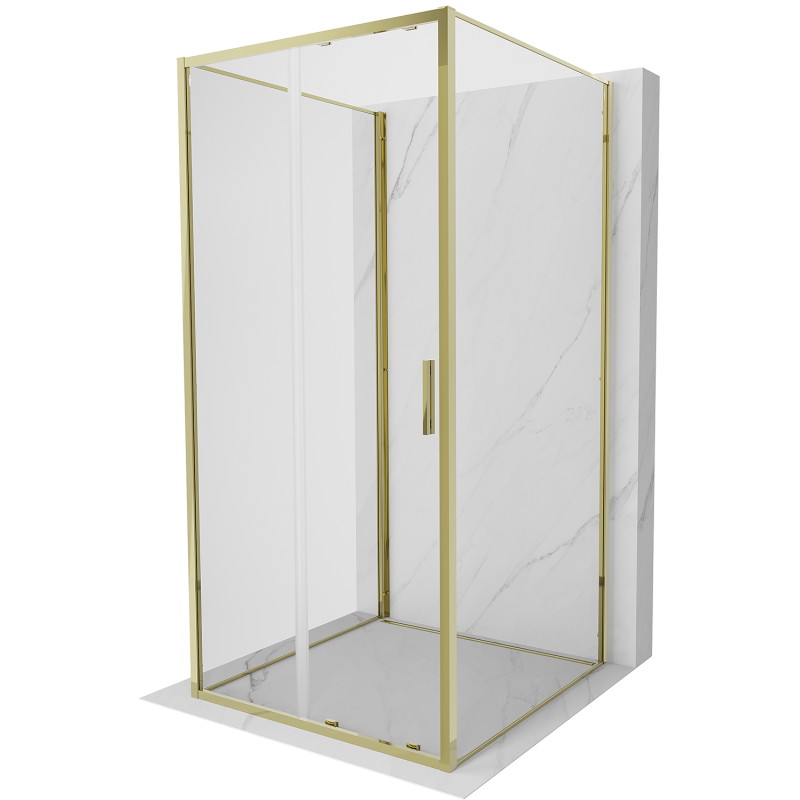 Mexen Exo-3S 3-seitige Duschkabine, verschiebbar, 120 x 120 cm, transparent, gold - 8151-120-120-50-00-3S