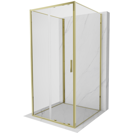 Mexen Exo-3S 3-seitige Duschkabine, verschiebbar, 120 x 120 cm, transparent, gold - 8151-120-120-50-00-3S