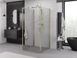 Mexen Exo-3S 3-seitige Duschkabine, verschiebbar, 120 x 120 cm, transparent, gold - 8151-120-120-50-00-3S