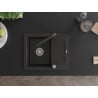 Mexen Enzo Granitspüle 1-beckig mit Abtropffläche und Küchenarmatur Duero, schwarz/gold metallic - 6506-75-671600-70