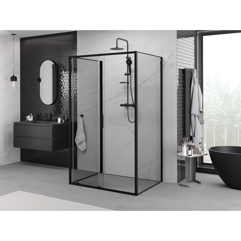 Mexen Exo-3S duschkabine 3-seitig verschiebbar 105 x 80 cm, transparent, schwarz - 8151-105-080-70-00-3S
