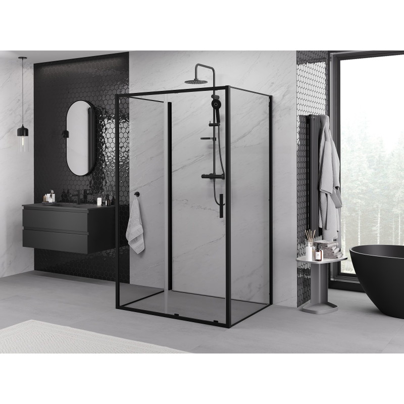 Mexen Exo-3S 3-seitige Duschkabine, schiebbar, 145 x 80 cm, transparent, schwarz - 8151-145-080-70-00-3S