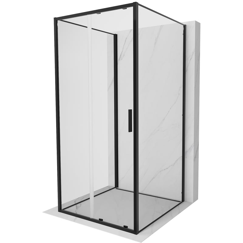 Mexen Exo-3S 3-seitige Schiebeduschkabine 100 x 100 cm, transparent, schwarz - 8151-100-100-70-00-3S