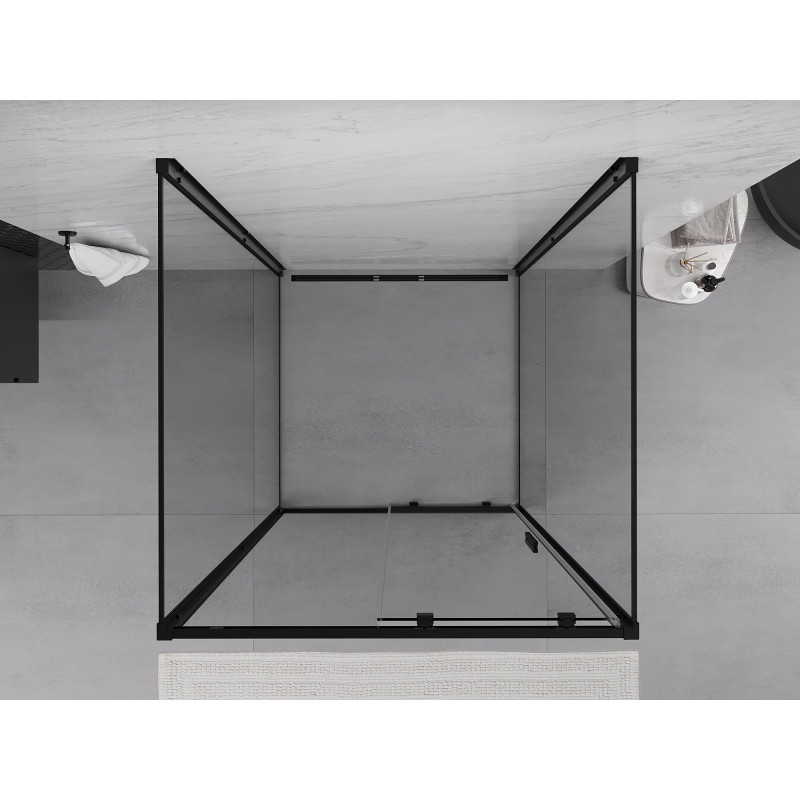 Mexen Exo-3S 3-seitige Schiebeduschkabine 100 x 100 cm, transparent, schwarz - 8151-100-100-70-00-3S