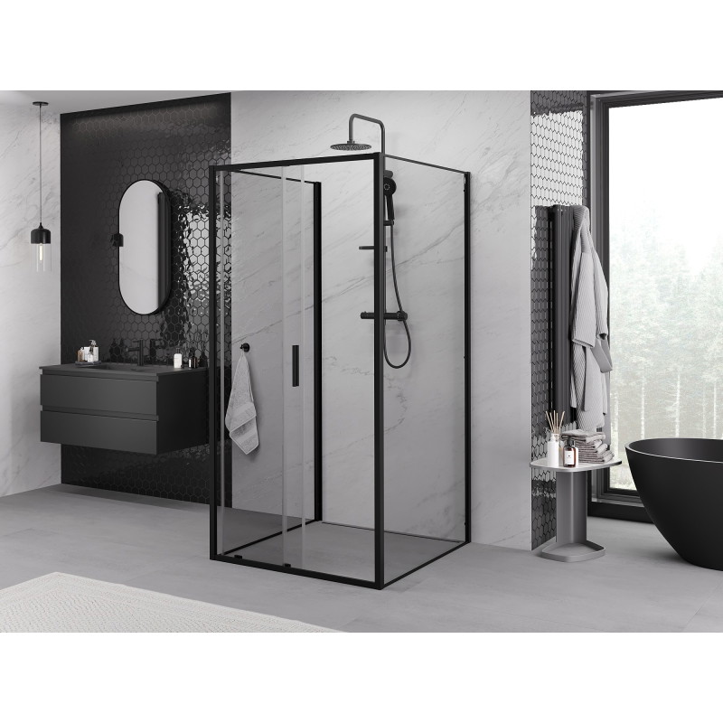 Mexen Exo-3S 3-seitige Duschkabine, Schiebetür 120 x 120 cm, transparent, schwarz - 8151-120-120-70-00-3S