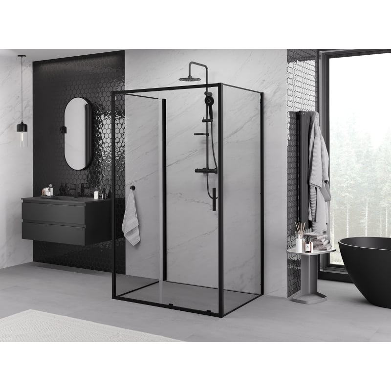Mexen Exo-3S Duschkabine 3-seitige Schiebetür 180 x 80 cm, transparent, schwarz - 8151-180-080-70-00-3S