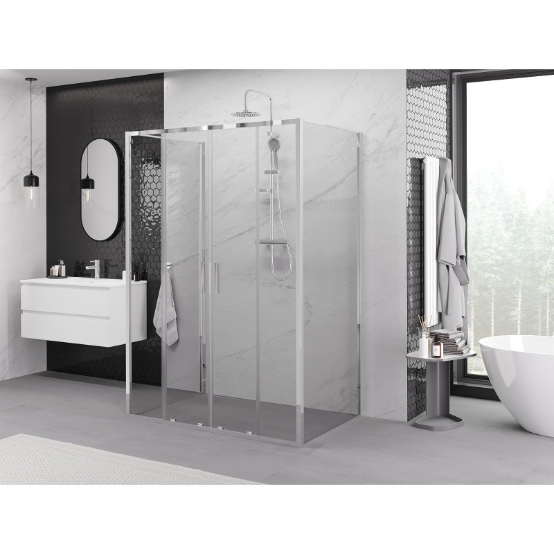 Mexen Exo-3S 3-seitige Duschkabine, verschiebbar, 130 x 80 cm, transparent, Chrom - 8152-130-080-01-00-3S