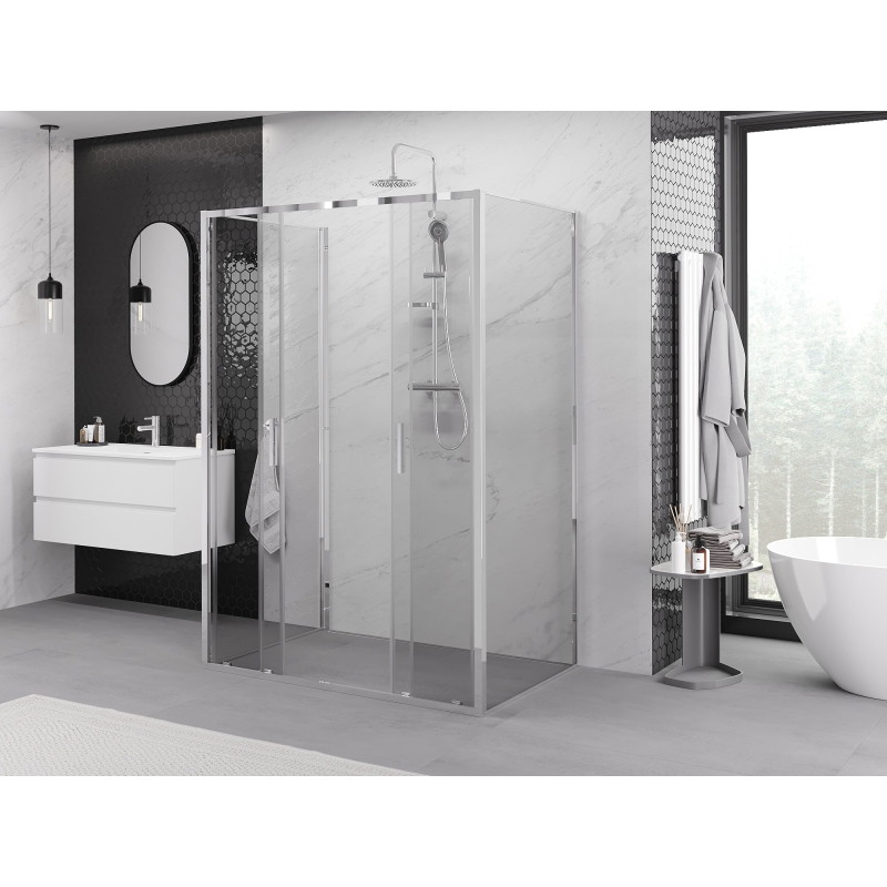 Mexen Exo-3S 3-seitige Duschkabine, verschiebbar, 140 x 80 cm, transparent, Chrom - 8152-140-080-01-00-3S