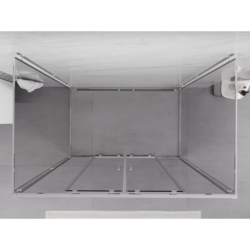 Mexen Exo-3S 3-seitige Duschkabine, verschiebbar, 140 x 80 cm, transparent, Chrom - 8152-140-080-01-00-3S