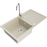 Mexen Leo Granitspüle 1-Becken mit Abtropffläche und Küchenarmatur Telma, beige - 6501-69-670200-00