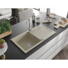 Mexen Leo Granitspüle 1-beckig mit Abtropffläche und Küchenarmatur Telma, beige - 6501-69-670200-00