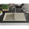 Mexen Leo Granitspüle 1-beckig mit Abtropffläche und Küchenarmatur Telma, beige - 6501-69-670200-00