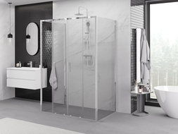 Mexen Exo-3S Duschkabine dreiseitig verschiebbar 130 x 100 cm, transparent, chrom - 8152-130-100-01-00-3S