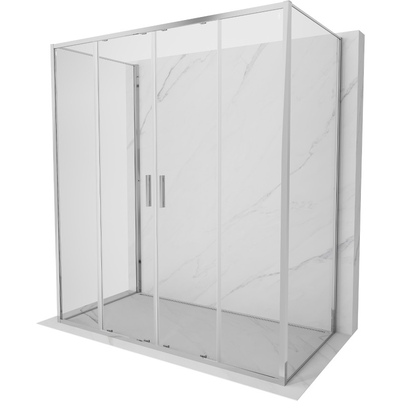Mexen Exo-3S 3-seitige Duschkabine, Schiebetür, 200 x 100 cm, transparent, Chrom - 8152-200-100-01-00-3S