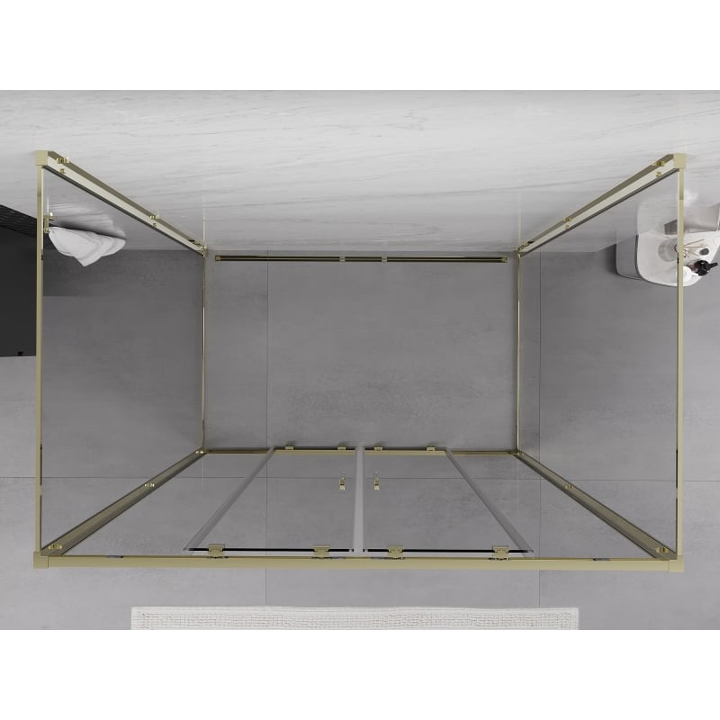 Mexen Exo-3S 3-seitige Duschkabine, schiebbar, 140 x 70 cm, transparent, Gold - 8152-140-070-50-00-3S