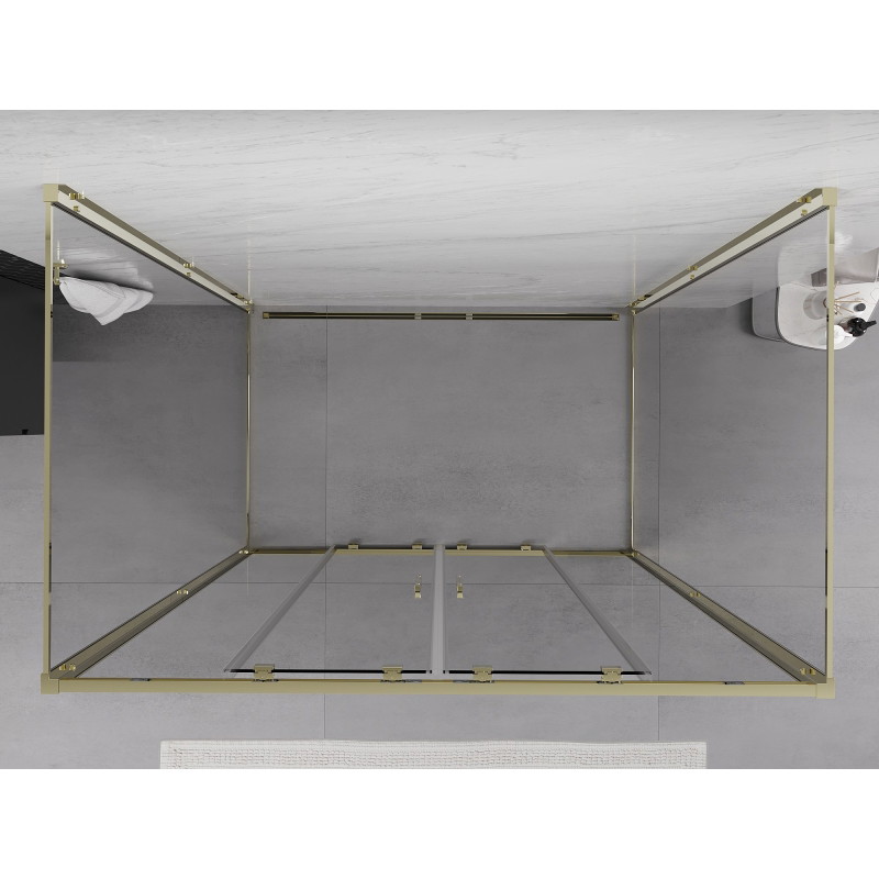Mexen Exo-3S 3-seitige Duschkabine zum Schieben 150 x 70 cm, transparent, gold - 8152-150-070-50-00-3S