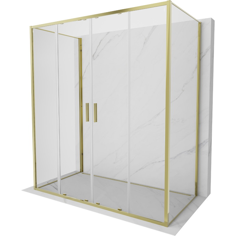 Mexen Exo-3S 3-wandige Duschkabine, 200 x 70 cm, transparent, gold - 8152-200-070-50-00-3S