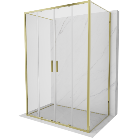Mexen Exo-3S Dreiteilige Duschkabine zum Schieben 140 x 75 cm, transparent, gold - 8152-140-075-50-00-3S