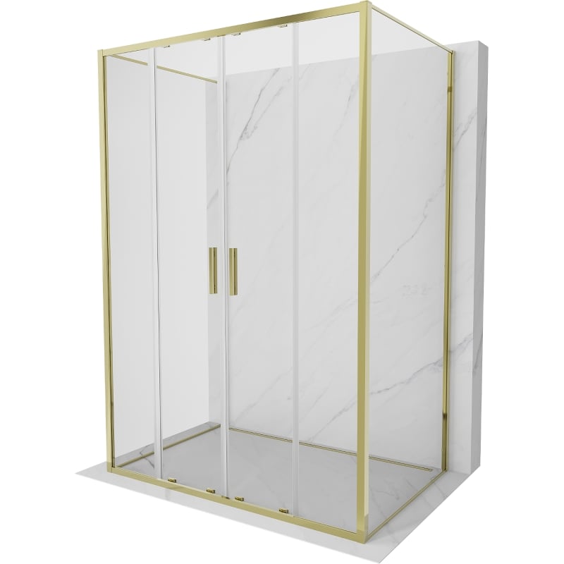 Mexen Exo-3S 3-seitige Duschkabine zum Schieben 160 x 75 cm, transparent, gold - 8152-160-075-50-00-3S