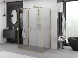 Mexen Exo-3S 3-seitige Duschkabine, 130 x 80 cm, transparent, gold - 8152-130-080-50-00-3S