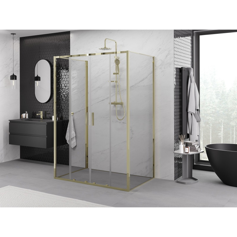 Mexen Exo-3S Duschkabine 3-seitig verschiebbar 140 x 80 cm, transparent, gold - 8152-140-080-50-00-3S