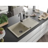 Mexen Leo Granitspüle 1-Becken mit Abtropffläche und Küchenarmatur Telma, beige - 6501-69-670200-70