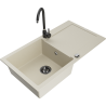 Mexen Leo Granitspüle 1-Becken mit Abtropffläche und Küchenarmatur Telma, beige - 6501-69-670200-70