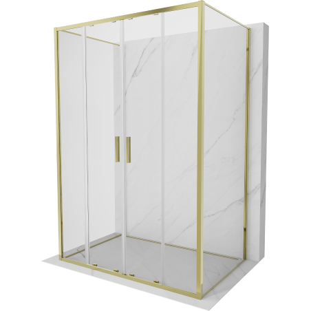Mexen Exo-3S Duschkabine, 3-seitig, schiebbar 160 x 95 cm, transparent, golden - 8152-160-095-50-00-3S