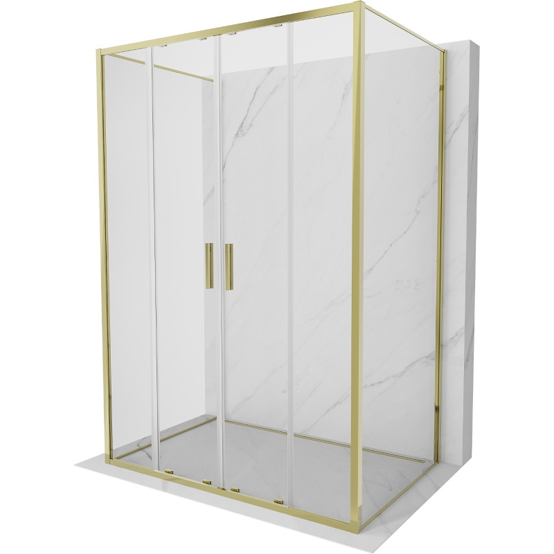 Mexen Exo-3S dreiseitige Schiebeduschkabine 130 x 100 cm, transparent, gold - 8152-130-100-50-00-3S