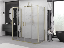 Mexen Exo-3S Duschkabine mit 3 Wänden, verschiebbar, 200 x 100 cm, transparent, gold - 8152-200-100-50-00-3S