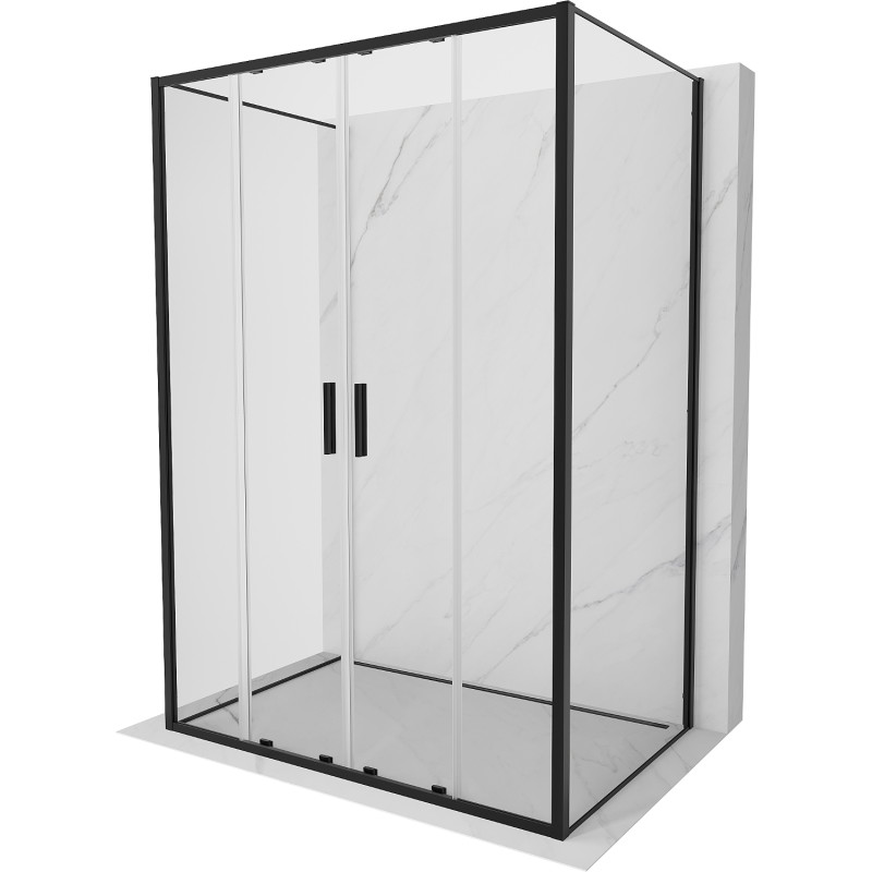 Mexen Exo-3S 3-seitige Duschkabine, 130 x 75 cm, transparent, schwarz - 8152-130-075-70-00-3S