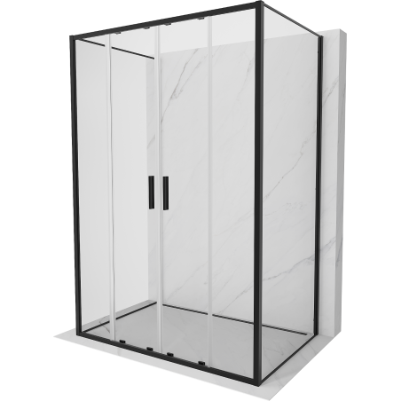 Mexen Exo-3S 3-seitige Duschkabine zum Schieben 140 x 75 cm, transparent, schwarz - 8152-140-075-70-00-3S
