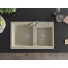 Mexen Tomas Granitspüle 2-Becken 800 x 500 mm, beige, Chrom-Siphon - 6516802000-69