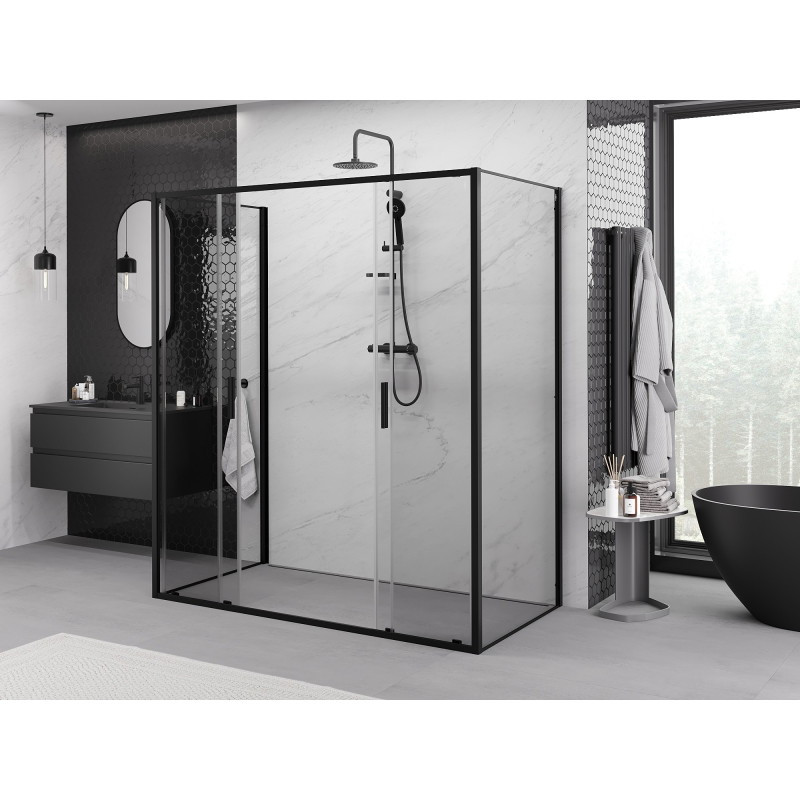 Mexen Exo-3S 3-seitige Duschkabine, 170 x 75 cm, transparent, schwarz - 8152-170-075-70-00-3S