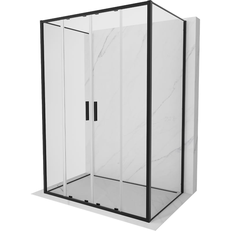 Mexen Exo-3S 3-seitige Schiebeduschkabine 130 x 85 cm, transparent, schwarz - 8152-130-085-70-00-3S
