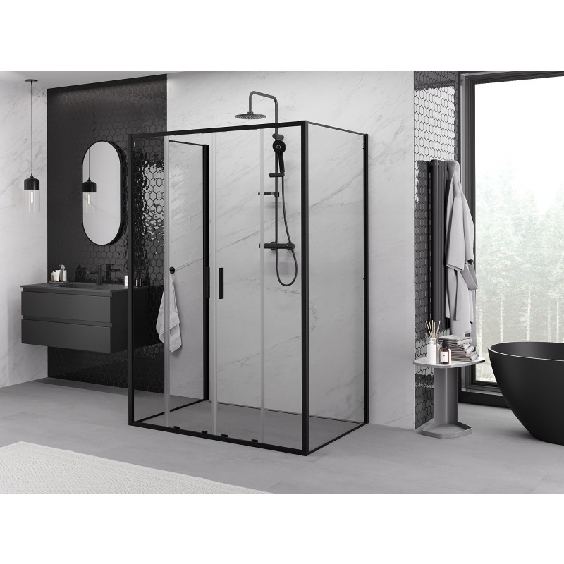 Mexen Exo-3S Duschkabine 3-seitig verschiebbar 160 x 85 cm, transparent, schwarz - 8152-160-085-70-00-3S