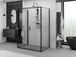 Mexen Exo-3S Duschkabine 3-seitig, verschiebbar 160 x 90 cm, transparent, schwarz - 8152-160-090-70-00-3S