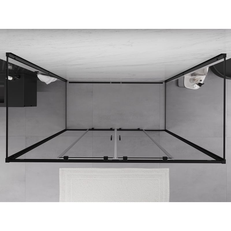 Mexen Exo-3S Duschkabine, 3-seitig, Schiebetür, 170 x 90 cm, transparent, schwarz - 8152-170-090-70-00-3S