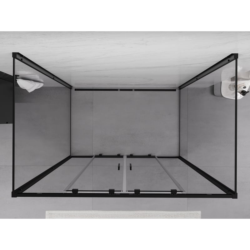 Mexen Exo-3S 3-seitige Duschkabine, 150 x 95 cm, transparent, schwarz, verschiebbar - 8152-150-095-70-00-3S