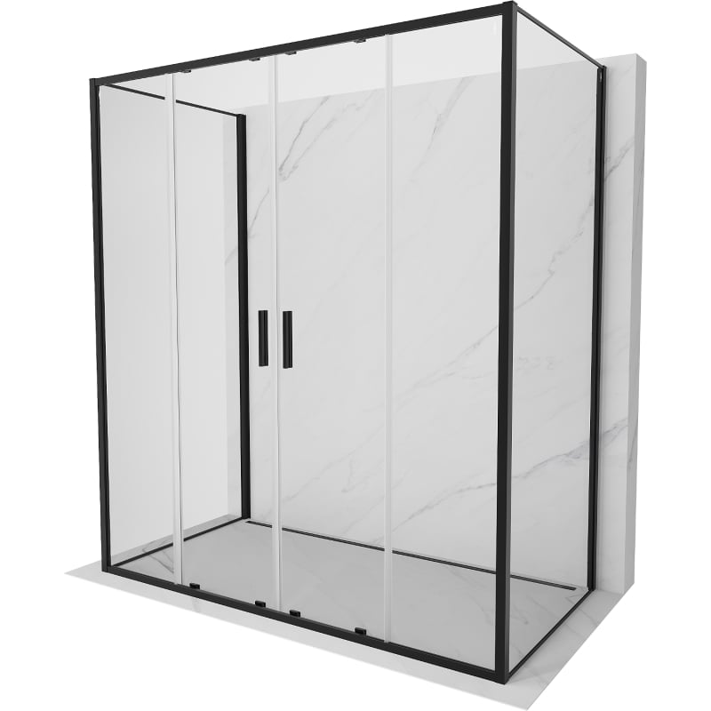 Mexen Exo-3S 3-seitige, verschiebbare Duschkabine 200 x 100 cm, transparent, schwarz - 8152-200-100-70-00-3S